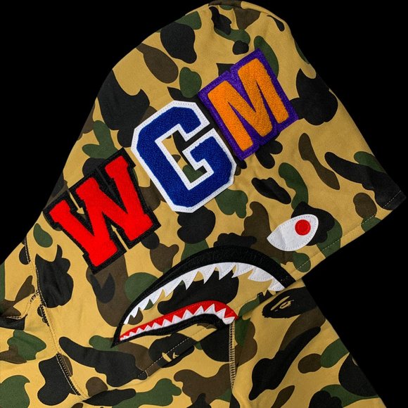 BAPE 1st Camo Shark Full Zip Hoodie Yellow - Picture 4 of 8